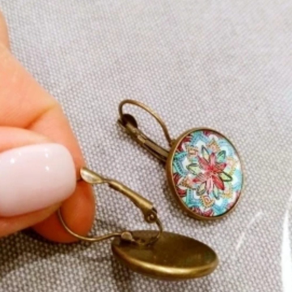 Vibrant Bohemian Round Drop Earrings - Picture 2 of 3